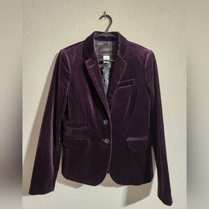 J. Crew Schoolboy Velvet Blazer Dark Purple Cotton Women’s size 0